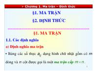 Bài giảng Chương 1: Ma trận – Định thức