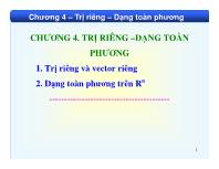 Bài giảng Lý thuyết xác suất và thống kê toán - Chương 4B: – Trị riêng – Dạng toàn phương