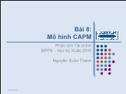 Bài giảng Phân tích Tài chính MPP8 - Bài 8: Mô hình CAPM