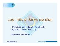 Luật hôn nhân và gia đình - Chương thứ nhất: Thiết lập mối quan hệ giữa cha và mẹ