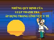 Những quy định của luật thanh tra áp dụng trong lĩnh vực y tế