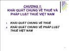 Luật tài chính - Chương 1: Khái quát chung về thuế và pháp luật thuế Việt Nam