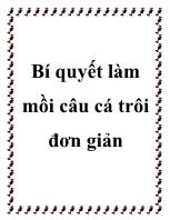 Bí quyết làm mồi câu cá trôi đơn giản