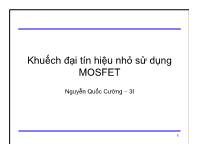 Điện điện tử - Khuếch đại tín hiệu nhỏ sử dụng Mosfet