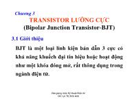 Kĩ thuật điện tử - Chương 03: Transistor lưỡng cực (bipolar junction transistor - Bjt)