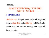 Kĩ thuật điện tử - Chương 4: Mạch khuếch ðại tín hiệu nhỏ dùng bjt