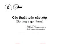 Bài giảng Cấu trúc dữ liệu và giải thuật - Chương 2: Các thuật toán sắp xếp - Nguyễn Tri Tuấn