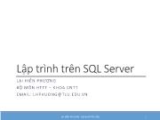 Bài giảng Hệ quản trị cơ sở dữ liệu - Chương 2: Lập trình trên SQL Server (Phần 4) - Lại Hiền Phương