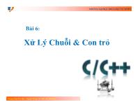 Bài giảng Kỹ thuật lập trình - Bài 6: Xử lý chuỗi và con trỏ (Phần 2)