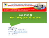 Bài giảng Lập trình C - Bài 1: Tổng quan về lập trình - Võ Đức Hoàng