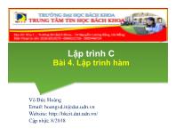 Bài giảng Lập trình C - Bài 4: Lập trình hàm - Võ Đức Hoàng