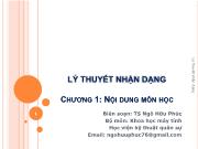 Bài giảng Lý thuyết nhận dạng - Chương 1: Nội dung môn học - Ngô Hữu Phúc