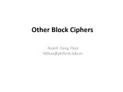 Bài giảng Mật mã học cơ sở - Chương 5: Other Block Ciphers - Huỳnh Trọng Thưa