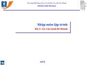 Bài giảng Nhập môn lập trình - Bài 2: Các câu lệnh rẽ nhánh