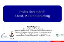 Bài giảng Phân tích dữ liệu và ứng dụng - Bài 5: Phân tích mô tả t-test, Ki bình phương