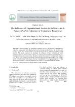 The Influence of Organizational Factors to Software-As-AService (SAAS) Adoption in Vietnamese Enterprises