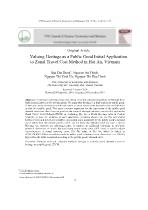 Valuing Heritage as a Public Good Initial Application to Zonal Travel Cost Method in Hoi An, Vietnam