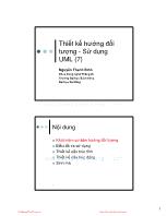 Bài giảng Công nghệ phần mềm - Chương 7: Thiết kế hướng đối tượng - Sử dụng UML - Nguyễn Thanh Bình
