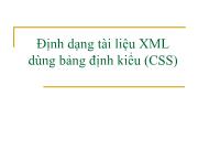 Bài giảng Công nghệ XML và WEB ngữ nghĩa - Bài 3: Định dạng tài liệu XML dùng bảng định kiểu (CSS) - Trần Nguyên Ngọc