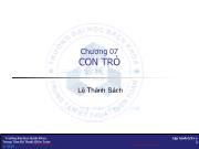 Bài giảng Kỹ thuật lập trình - Chương 7: Con trỏ - Lê Thành Sách