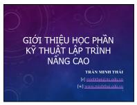 Bài giảng Kỹ thuật lập trình nâng cao - Chương 1: Giới thiệu học phần Kỹ thuật lập trình nâng cao - Trần Minh Thái