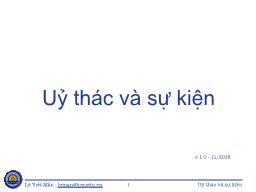 Bài giảng Lạp trình hướng đối tượng - Chương 7: Uỷ thác và sự kiện - Lê Viết Mẫn