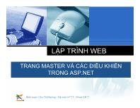 Bài giảng Lập trình web - Chương 1: Trang master và các điều khiển trong ASP.NET - Chu Thị Hường