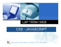 Bài giảng Lập trình web - Chương: CSS - JavaScript - Chu Thị Hường