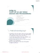 Bài giảng môn Công nghệ phần mềm - Phần IV: Thiết kế và lập trình design and programming - Vũ Thị Hương Giang
