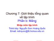 Bài giảng Nhập môn lập trình - Chương 7: Giới thiệu tổng quan về lập trình - Phần b: Mảng - Nguyễn Sơn Hoàng Quốc