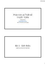 Bài giảng Phân tích và thiết kế thuật toán - Bài 1: Giới thiệu Phân tích và thiết kế thuật toán - Hà Đại Dương