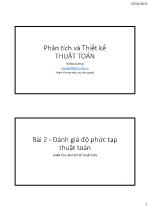 Bài giảng Phân tích và thiết kế thuật toán - Bài 2: Đánh giá độ phức tạp thuật toán - Hà Đại Dương