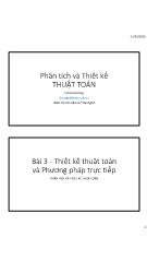 Bài giảng Phân tích và thiết kế thuật toán - Bài 3: Thiết kế thuật toán và Phương pháp trực tiếp - Hà Đại Dương