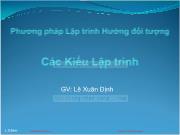 Bài giảng Phương pháp Lập trình hướng đối tượng - Chương 1: Các kiểu lập trình - Lê Xuân Định