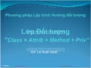 Bài giảng Phương pháp Lập trình hướng đối tượng - Chương 3: Lớp đối tượng - Lê Xuân Định