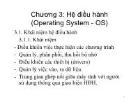 Bài giảng Tin học cơ sở - Chương 3: Hệ điều hành (Operating System - OS)