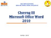 Bài giảng Tin học đại cương - Chương 3: Microsoft Office Word 2010 - Ngô Thùy Linh