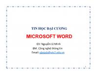 Bài giảng Tin học đại cương - Phần 1: Microsoft Word - Nguyễn Lê Minh