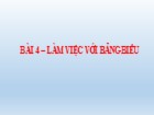 Bài giảng Tin học văn phòng - Bài 4: Làm việc với bảng biểu