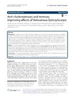 Anti-cholinesterases and memory improving effects of Vietnamese Xylia xylocarpa