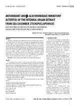 Antioxidant and  Glucuronidase inhibitory activities of the internal organ extract from sea cucumber stichopus japonicus