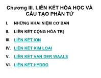 Bài giảng Hóa đại cương - Chương III: Liên kết hóa học và cấu tạo phân tử