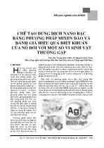 Chế tạo dung dịch nano bạc bằng phương pháp mixen đảo và đánh giá hiệu quả diệt khuẩn của nó đối với một số vi sinh vật thường gặp