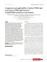 Comparison and applicability of Agilent EMR-Lipid and Captiva EMR-Lipid Sorbents in QuEChERS method for food analysis