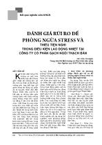 Đánh giá rủi ro để phòng ngừa stress và thiếu tiện nghi trong điều kiện lao động nhiệt tại Công ty cổ phần gạch ngói Thạch Bàn