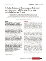 Evaluating the impacts of climate change on the hydrology and water resource availability in the 3S river basin of Cambodia, Laos, and Vietnam