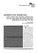 Nghiên cứu đánh giá chất lượng môi trường không khí tại các bãi chôn lấp chất thải rắn sinh hoạt ở các khu đô thị