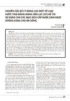 Nghiên cứu xử lý nâng cao một số loại nước thải bằng màng siêu lọc (UF) để tái sử dụng cho các mục đích cấp nước sinh hoạt không dùng cho ăn uống