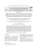 Study on the influence of processing oil on the physical mechanical properties and adhesion of ethylene propylene diene monomer (EPDM) rubbers to polyester fabrics