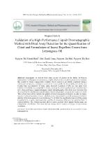 Validation of a high-performance liquid chromatographic method with diod array detection for the quantification of citral and formulation of insect repellent cream from lemongrass oil